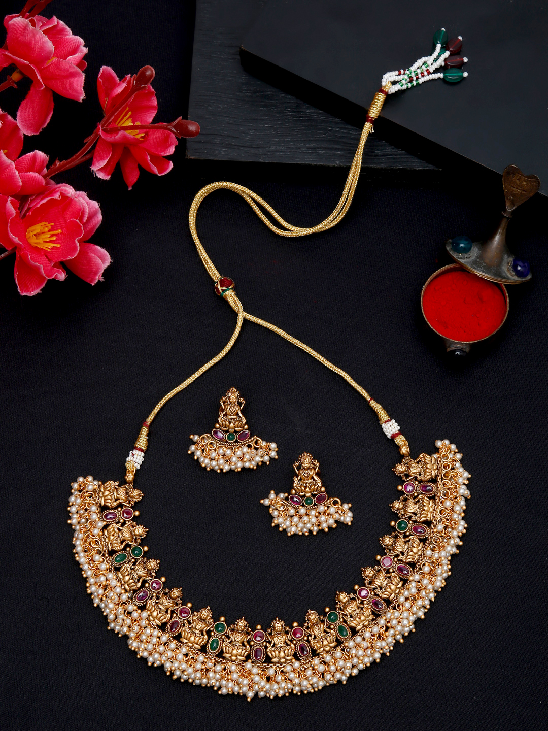 YouBella Jewellery Celebrity Inspired Gold Plated Necklace Jewellery Set for Girls and Women